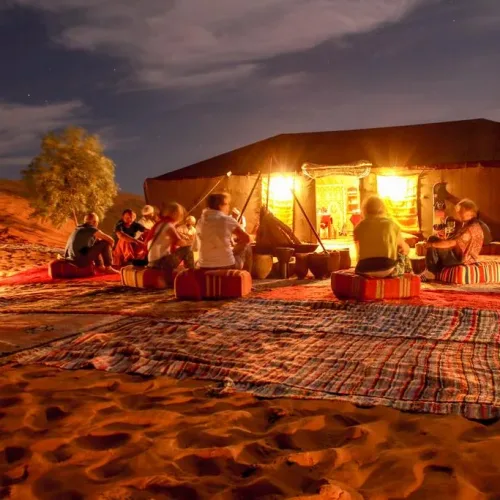 people in a desert camp
